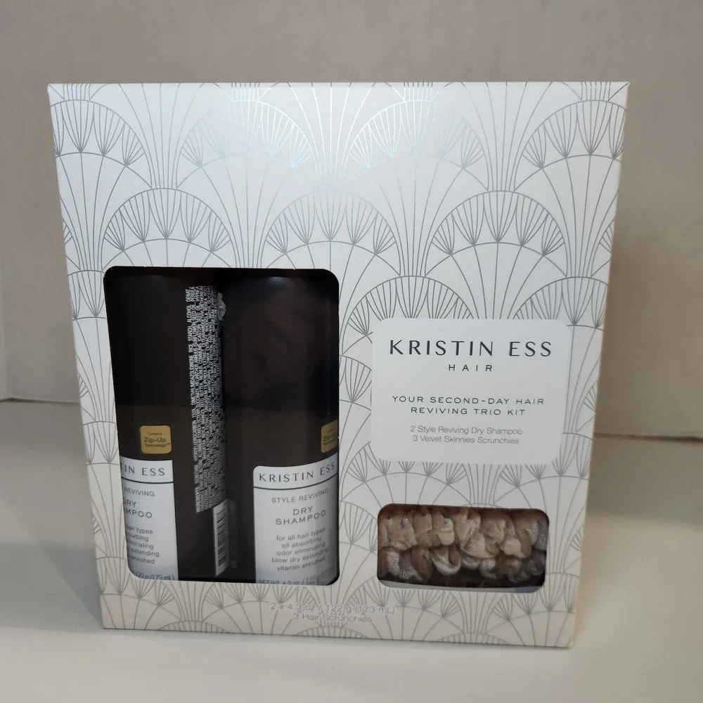 KRISTIN ESS 2 Pack Style Reviving Dry Shampoo 4.3 oz All Hair Types 3 Scrunchies